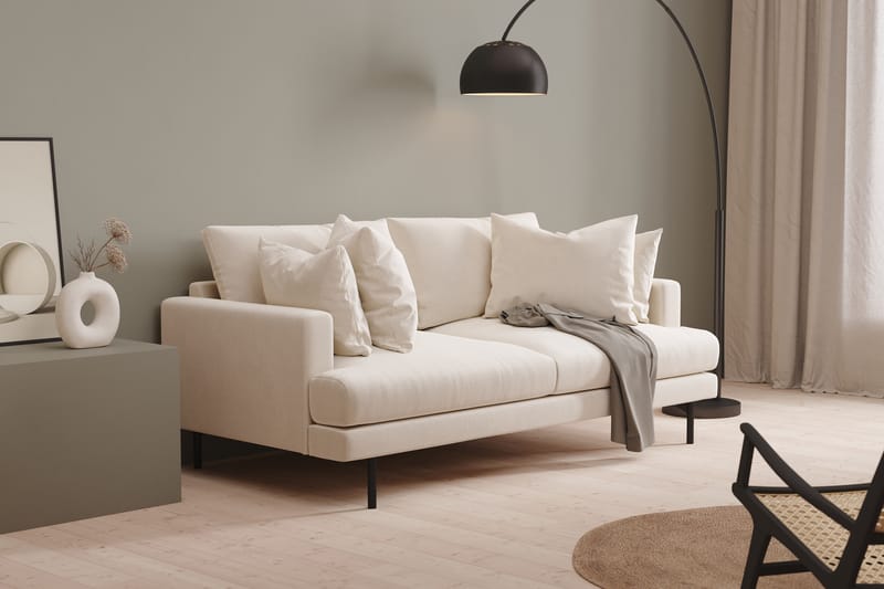 Menard 3-sits Djup Sammetssoffa 205 cm bred - Krämvit - Möbler - Vardagsrum - Soffor - 3-sits soffor