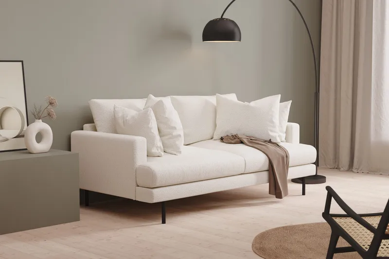 Menard 3-sits Djup Soffa i Bouclé - Vit - Möbler - Vardagsrum - Soffor - 3-sits soffor