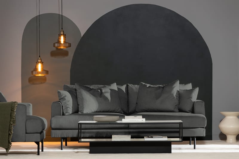 Menard 3-sits Manchestersoffa - Grå - Möbler - Vardagsrum - Soffor - 3-sits soffor