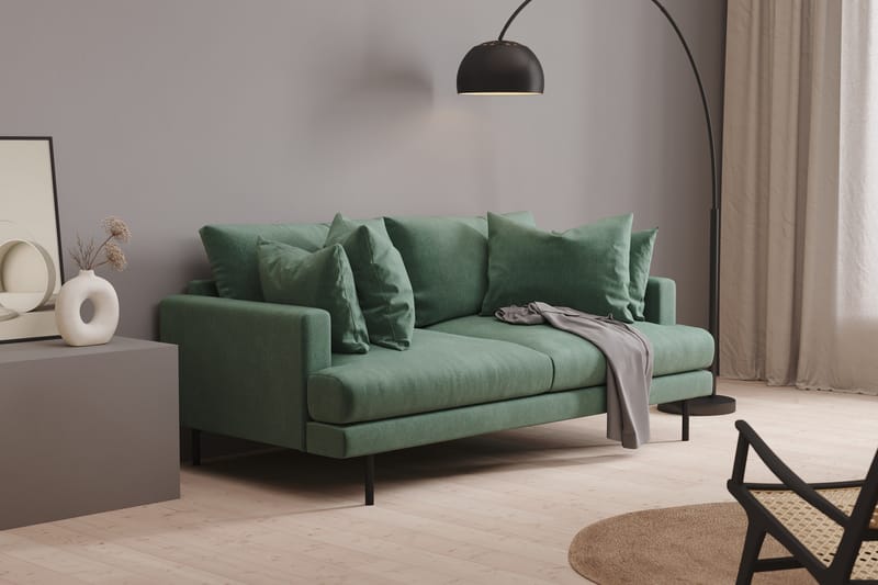 Menard 3-sits Sammetssoffa - Mörkgrön - Möbler - Vardagsrum - Soffor - 3-sits soffor