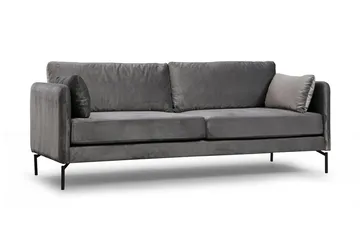 Mezonzo 3-sits Sammetssoffa 217 cm med Höga Ben - Grå - Möbler - Vardagsrum - Soffor - 3-sits soffor