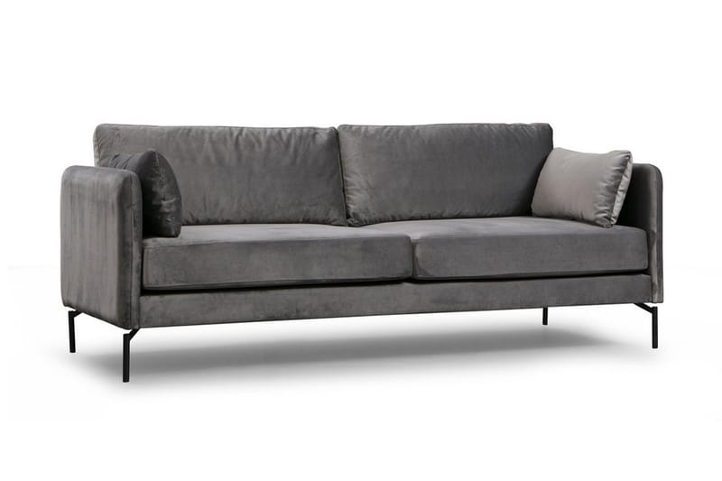 Mezonzo 3-sits Sammetssoffa 217 cm med Höga Ben - Grå - Möbler - Vardagsrum - Soffor - 3-sits soffor