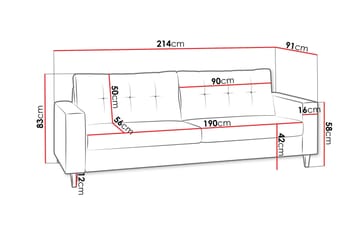 Mist Soffa 154x91x83 cm - Rosa - Möbler - Vardagsrum - Soffor - 3-sits soffor