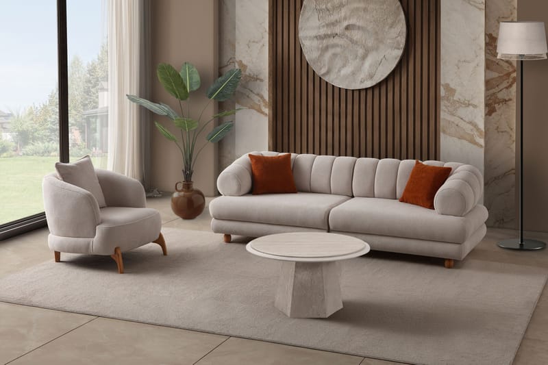 Munemori 3-sits Soffa 240x80x95 cm - Beige - Möbler - Vardagsrum - Soffor - 3-sits soffor