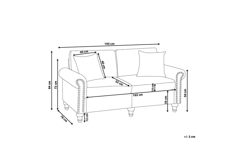 Otra 3-sits Djup Chesterfield Soffa i Tyg - Grå - Möbler - Vardagsrum - Soffor - 3-sits soffor
