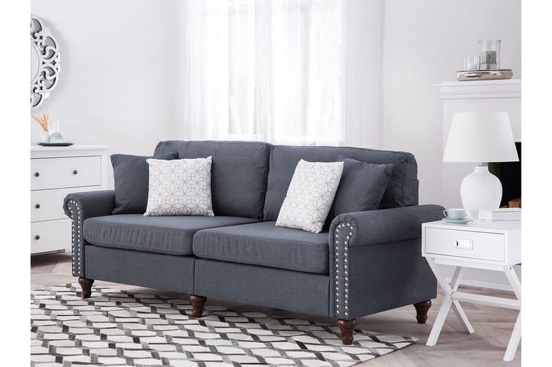 Otra 3-sits Djup Chesterfield Soffa i Tyg - Grå - Möbler - Vardagsrum - Soffor - 3-sits soffor