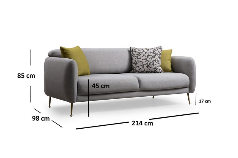 Panchenko 3-Sits Soffa - Grå - Möbler - Vardagsrum - Soffor - 3-sits soffor
