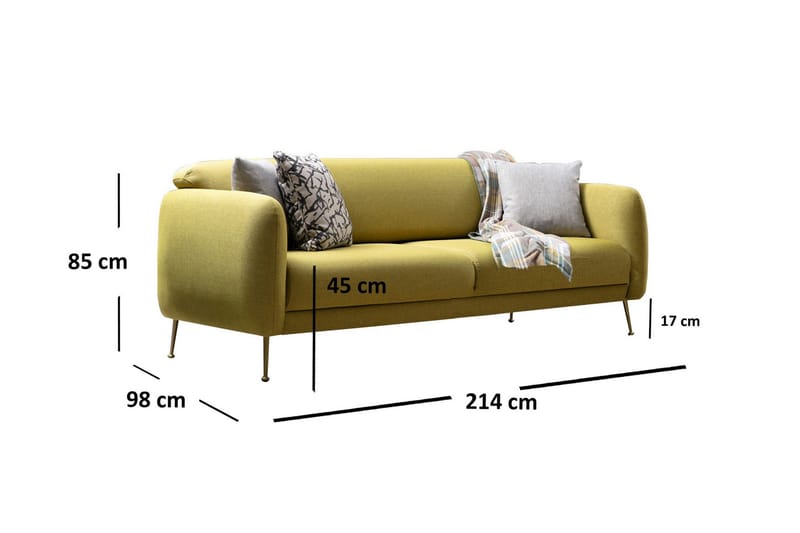 Panchenko 3-Sits Soffa - Gul - Möbler - Vardagsrum - Soffor - 3-sits soffor