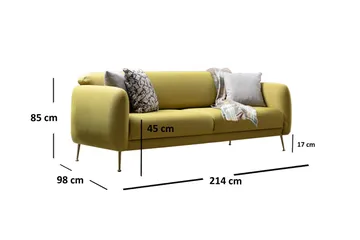 Panchenko 3-Sits Soffa - Gul - Möbler - Vardagsrum - Bäddsoffor - 3-sits bäddsoffa