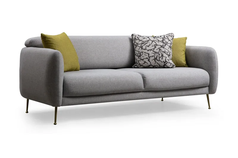 Panchenko Bäddsoffa Rundade Armstöd 88x183 cm i Tyg - Grå - Möbler - Vardagsrum - Bäddsoffor - 3-sits bäddsoffa