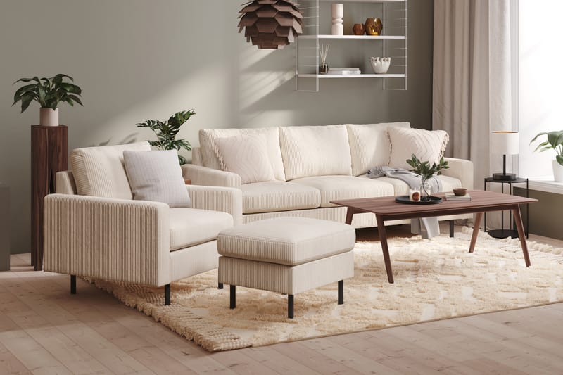 Peppe 3-sits Manchestersoffa 200 cm bred - Beige - Möbler - Vardagsrum - Soffor - 3-sits soffor