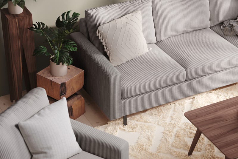 Peppe 3-sits Manchestersoffa - Grå - Möbler - Vardagsrum - Soffor - 3-sits soffor