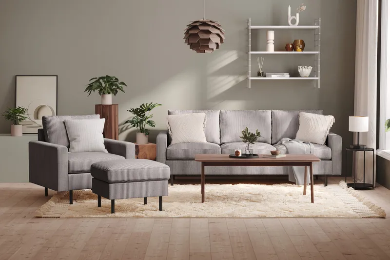 Peppe 3-sits Manchestersoffa - Mörkgrå - Möbler - Vardagsrum - Soffor - 3-sits soffor