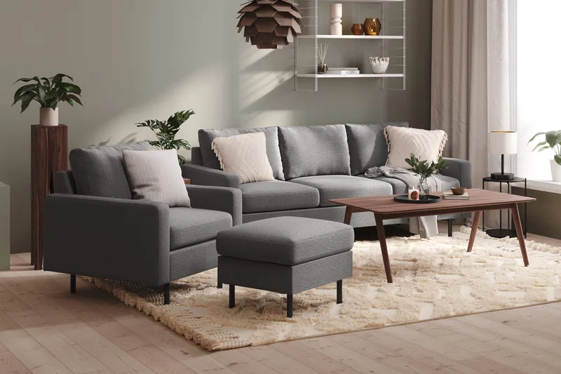 Peppe 3-sits Tygsoffa - Ljusgrå - Möbler - Vardagsrum - Soffor - 3-sits soffor