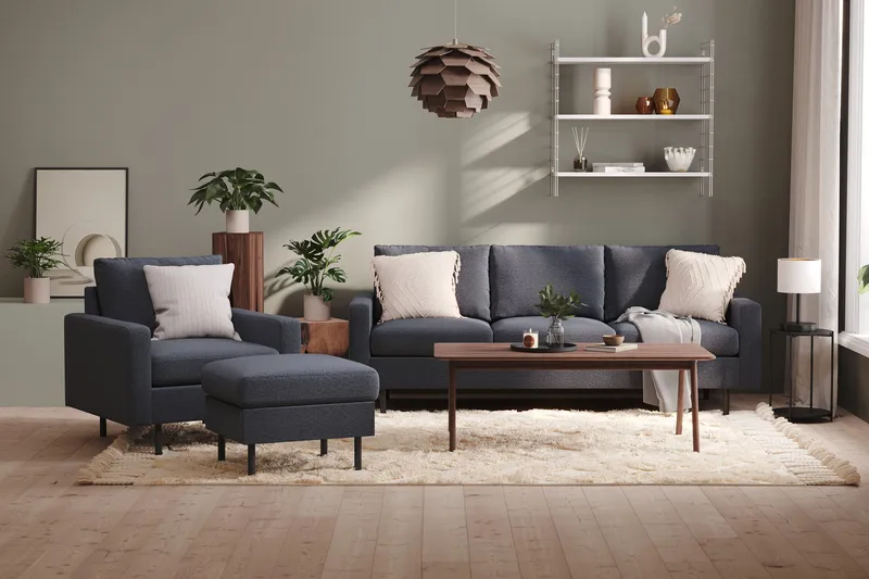 Peppe 3-sits Tygsoffa - Mörkgrå - Möbler - Vardagsrum - Soffor - 3-sits soffor