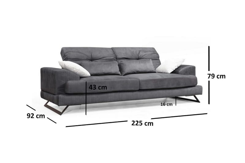 Raedeke 3-Sits Soffa - Svart - Möbler - Vardagsrum - Soffor - 3-sits soffor