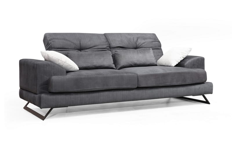 Raedeke Djup Soffa Justerbar Ryggstöd 225 cm i Tyg, Svart