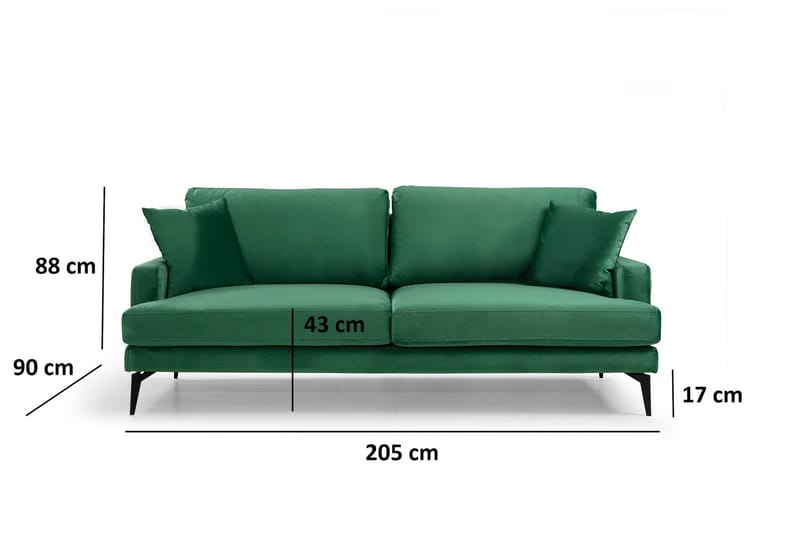 REALINI 3-sits Soffa Grön/Svart - Möbler - Vardagsrum - Soffor - 3-sits soffor