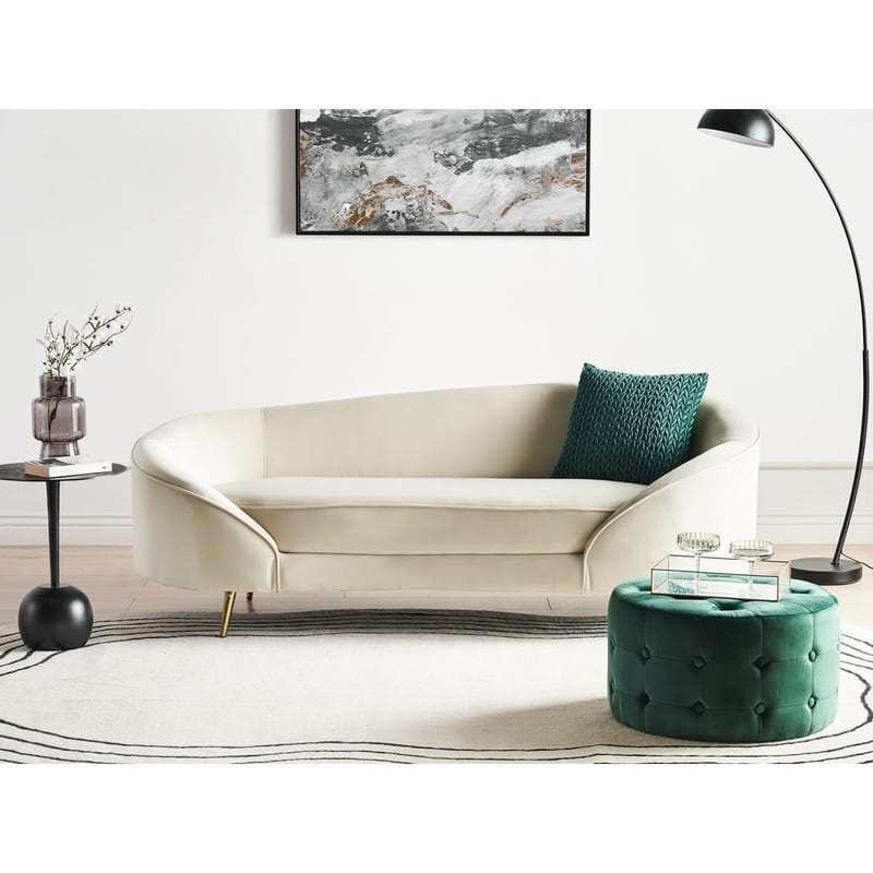 3-sits soffa Savar - Ljusbeige, guld - Möbler - Vardagsrum - Soffor - Sammetssoffor