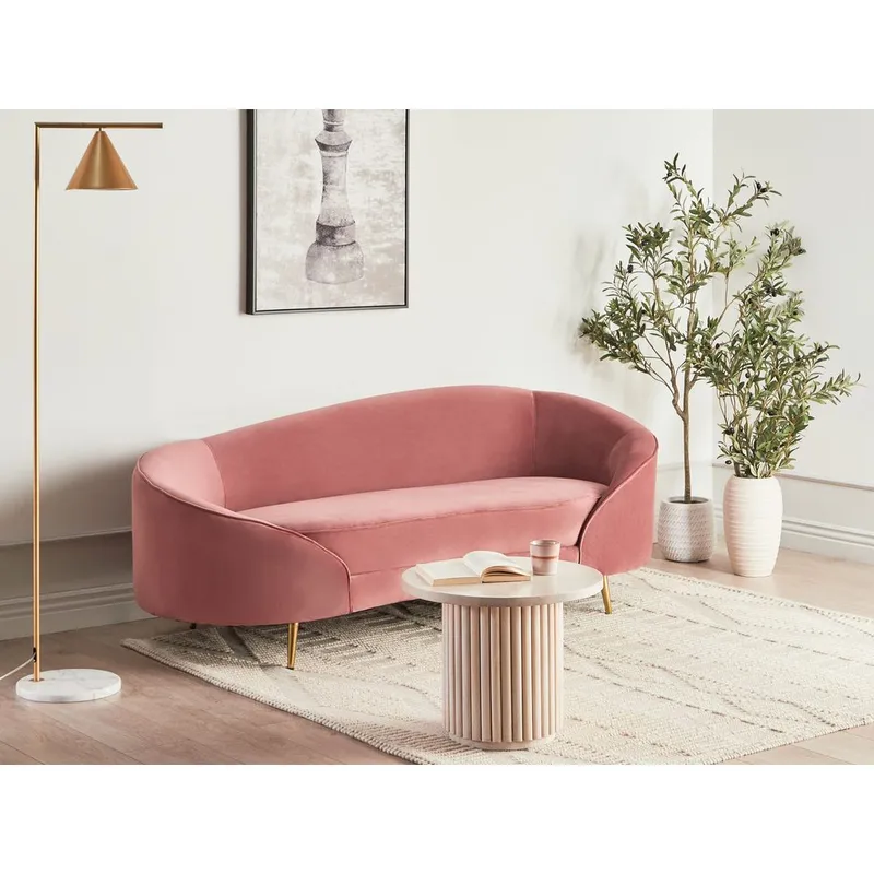 3-sits soffa Savar - Rosa, guld - Möbler - Vardagsrum - Soffor - Sammetssoffor
