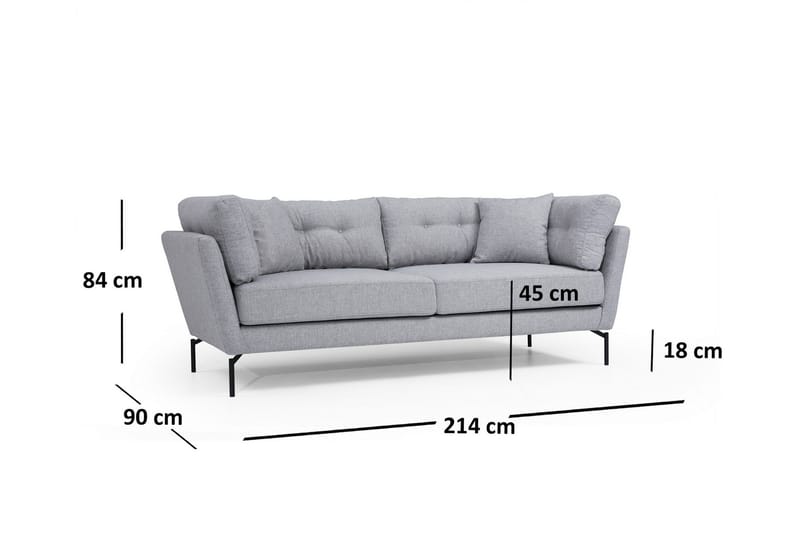 Schirra 3-Sits Soffa - Grå - Möbler - Vardagsrum - Soffor - 3-sits soffor