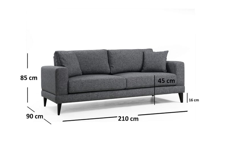 Selder Bäddbar Djup Bäddsoffa i Tyg - Grå - Möbler - Vardagsrum - Bäddsoffor - 3-sits bäddsoffa
