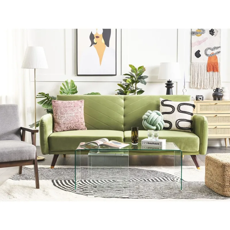 3-sits soffa Senja - Grönt, mörkt trä - Möbler - Vardagsrum - Soffor - Sammetssoffor