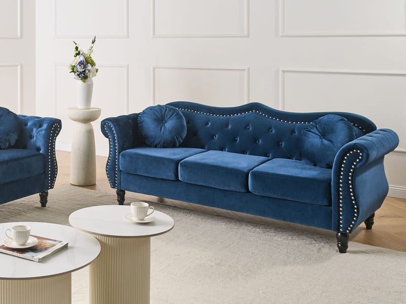 3-sits soffa Skien - Marinblå - Möbler - Vardagsrum - Soffor - Sammetssoffor