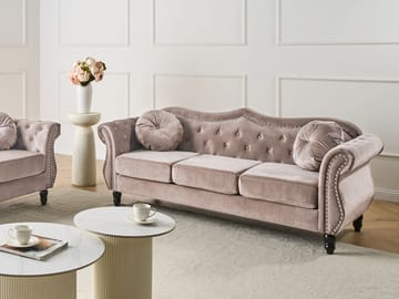3-sits soffa Skien - Taupe - Möbler - Vardagsrum - Soffor - Sammetssoffor