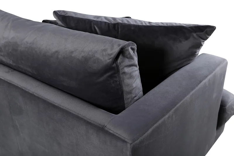 Sofia 3-sits Låg Soffa med Lösa Kuddar i Sammet - Grå - Möbler - Vardagsrum - Soffor - 3-sits soffor