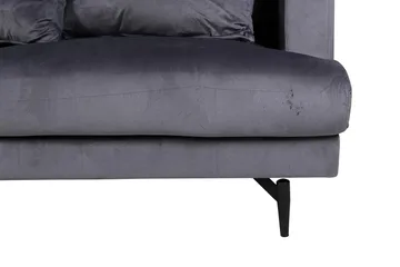 Sofia 3-sits Låg Soffa med Lösa Kuddar i Sammet - Grå - Möbler - Vardagsrum - Soffor - 3-sits soffor