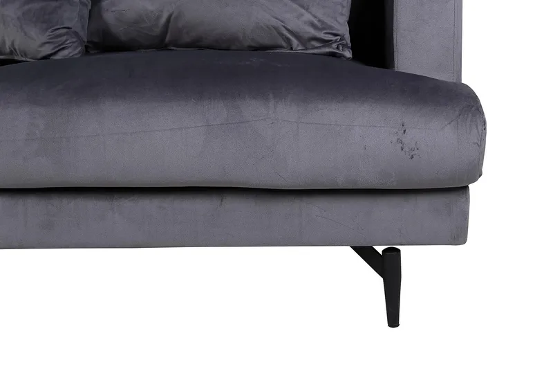 Sofia 3-sits Låg Soffa med Lösa Kuddar i Sammet - Grå - Möbler - Vardagsrum - Soffor - 3-sits soffor
