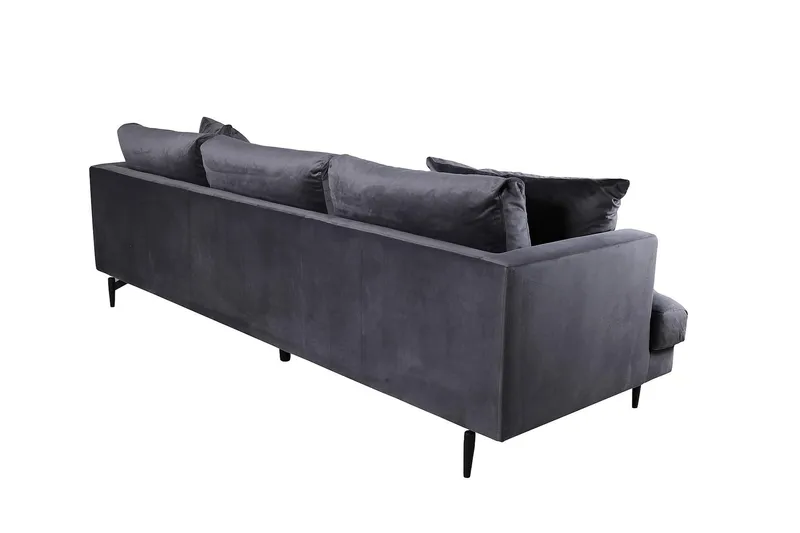 Sofia 3-sits Låg Soffa med Lösa Kuddar i Sammet - Grå - Möbler - Vardagsrum - Soffor - 3-sits soffor
