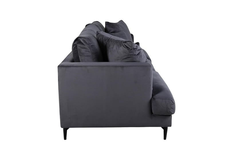 Sofia 3-sits Låg Soffa med Lösa Kuddar i Sammet - Grå - Möbler - Vardagsrum - Soffor - 3-sits soffor
