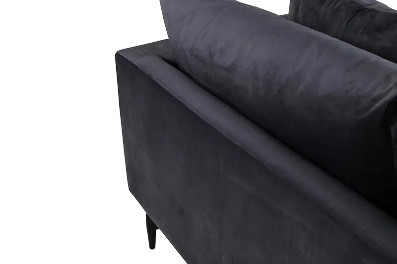 Sofia 3-sits Låg Soffa med Lösa Kuddar i Sammet - Grå - Möbler - Vardagsrum - Soffor - 3-sits soffor