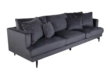 Sofia 3-sits Låg Soffa med Lösa Kuddar i Sammet - Grå - Möbler - Vardagsrum - Soffor - 3-sits soffor