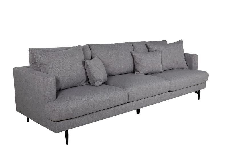 Sofia 3-sits Låg Soffa med Lösa Kuddar i Tyg - Grå - Möbler - Vardagsrum - Soffor - 3-sits soffor