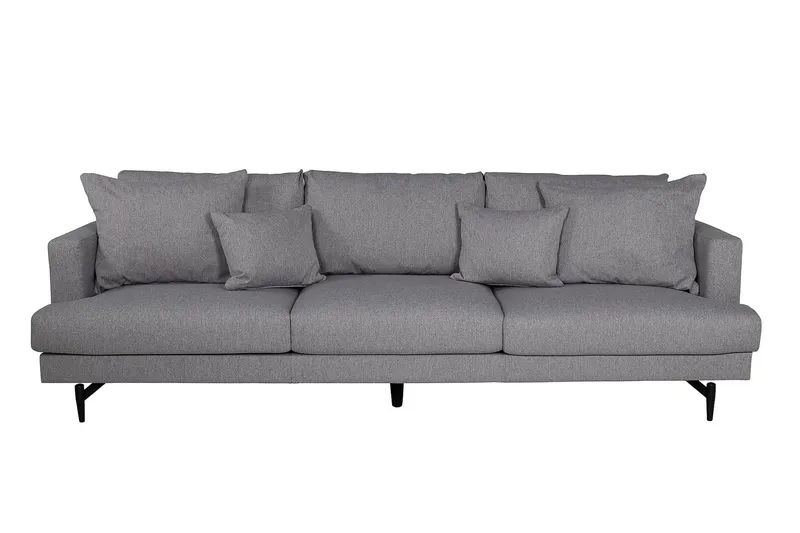 Sofia 3-sits Låg Soffa med Lösa Kuddar i Tyg, Grå
