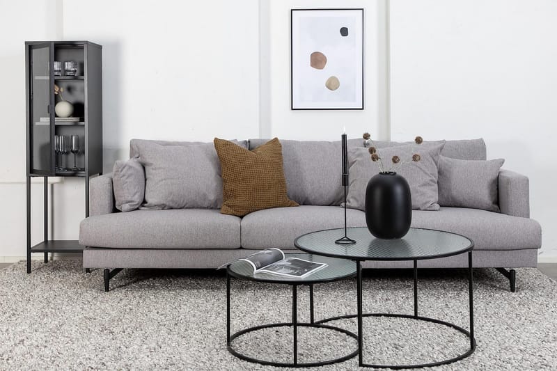 Sofia 3-sits Låg Soffa med Lösa Kuddar i Tyg - Grå - Möbler - Vardagsrum - Soffor - 3-sits soffor