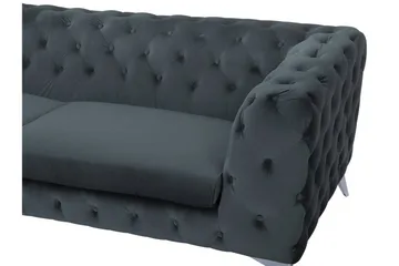 Sotra Djup Chesterfield Sammetssoffa - Grå - Möbler - Vardagsrum - Soffor - 3-sits soffor