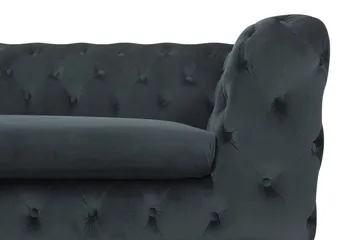 Sotra Djup Chesterfield Sammetssoffa - Grå - Möbler - Vardagsrum - Soffor - 3-sits soffor