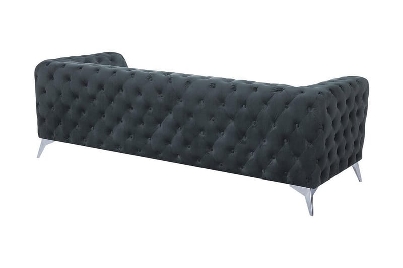 Sotra Djup Chesterfield Sammetssoffa - Grå - Möbler - Vardagsrum - Soffor - 3-sits soffor