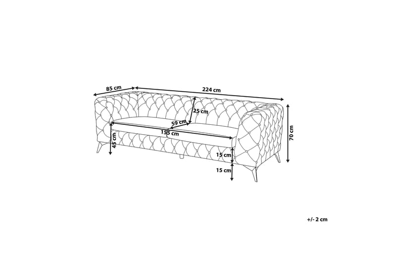Sotra Djup Chesterfield Sammetssoffa - Grå - Möbler - Vardagsrum - Soffor - 3-sits soffor