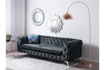 Sotra Djup Chesterfield Sammetssoffa - Grå - Möbler - Vardagsrum - Soffor - 3-sits soffor