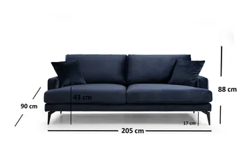 Sowka 3-Sits Soffa - Blå - Möbler - Vardagsrum - Soffor - 3-sits soffor