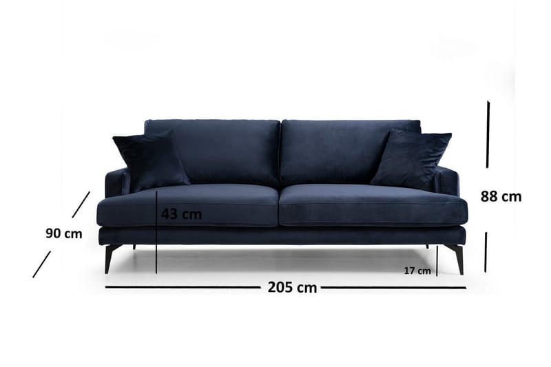 Sowka 3-Sits Soffa - Blå - Möbler - Vardagsrum - Soffor - 3-sits soffor
