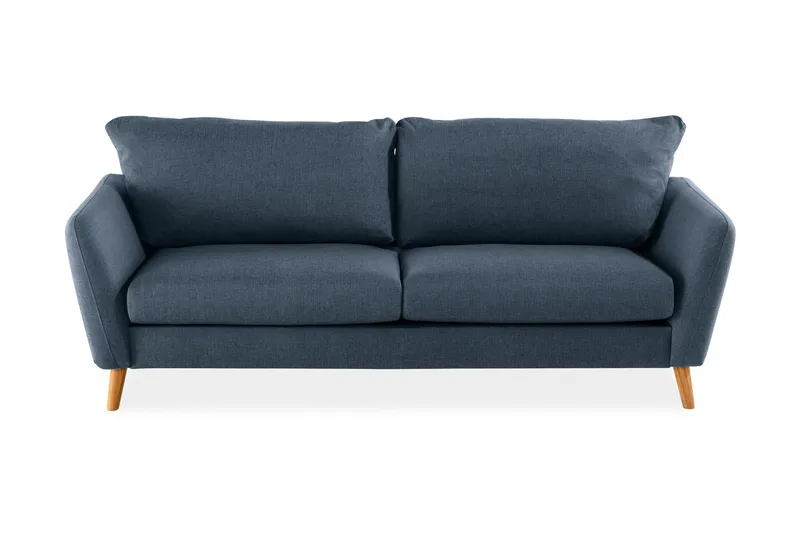Trend 3-sits Soffa 218 cm med Svängda Armstöd i Tyg, Blå