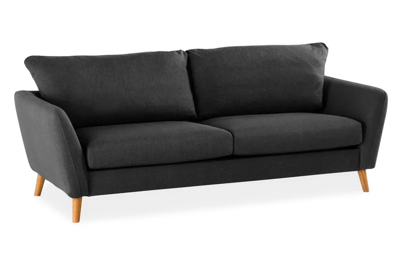 Trend 3-sits Soffa 218 cm med Svängda Armstöd i Tyg - Grå|Svart - Möbler - Vardagsrum - Soffor - 3-sits soffor