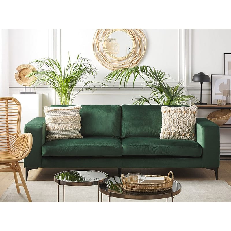 3-sits soffa Vadstena - Grön, Svart/Sammet - Möbler - Vardagsrum - Soffor - Sammetssoffor