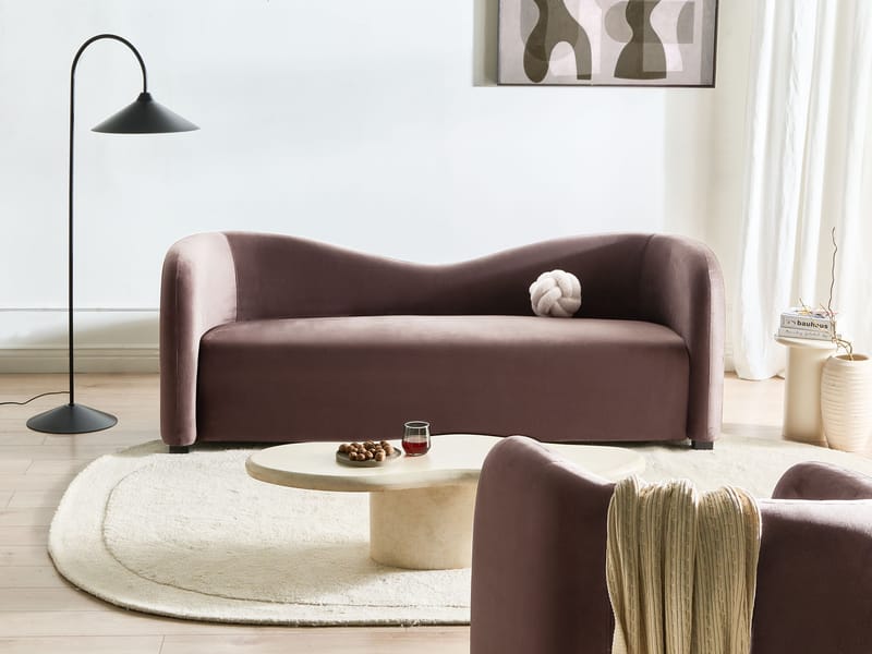 3-sits soffa Veltada - Mörkbrun - Möbler - Vardagsrum - Soffor - Sammetssoffor